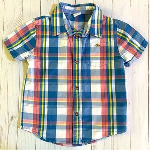 EUC Short Sleeve Blue Plaid Shirt- Size 5T
